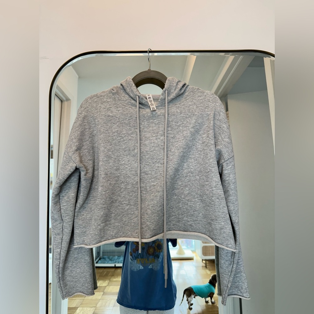 Alo Yoga - cropped heather gray hoodie - size xs